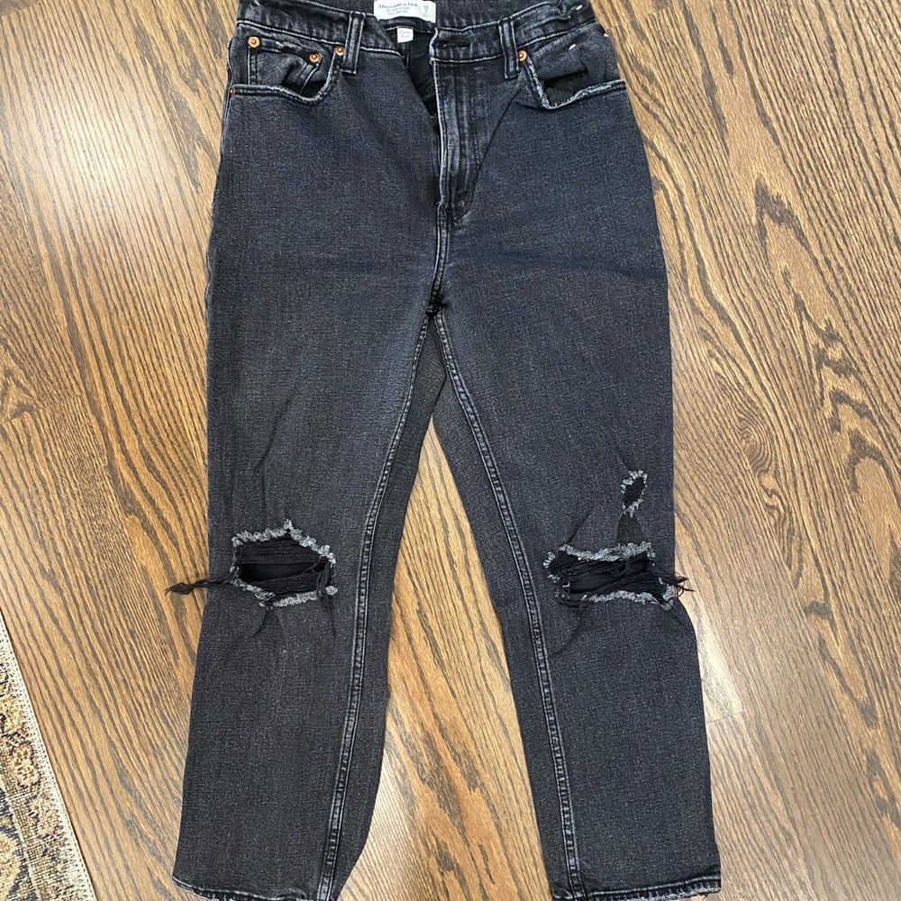 Abercrombie & Fitch Black Distressed Boyfriend Jeans